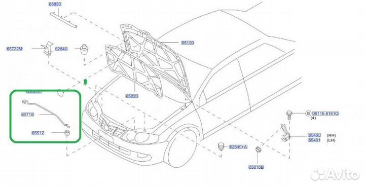 Крюк капота Nissan Almera Classic QG16 316337P