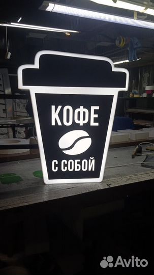 Панель кронштейн вывеска стакан кофе двусторонняя