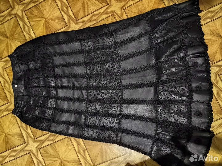 Кожаная юбка натуральная длинная