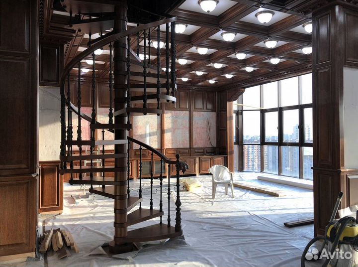 Деревянный потолок из массива дерева