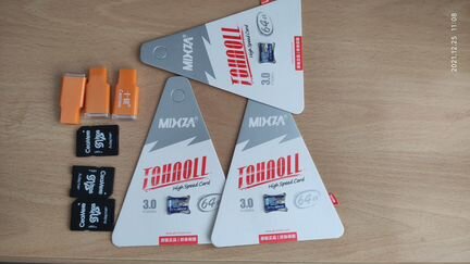 MicroSD Mixza 64Гб+2 адаптера