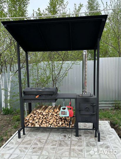 Мангал с печью под казан