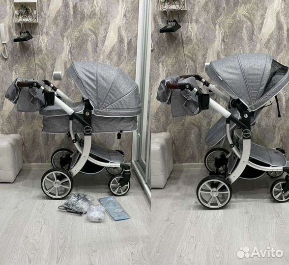 Коляска 2в1 трансформер Новая (серый цвет)