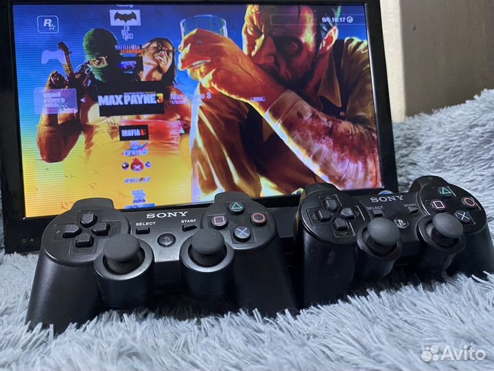 Sony PS3 Slim 320gb +2 джойстика +18 игр Прошита