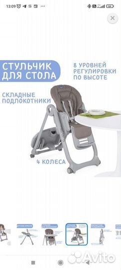 Стульчик для кормления Chicco polly magic relax