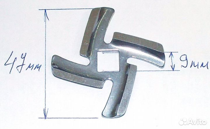 Нож мясорубки panasonic, vitek, Braun посадка-9mm
