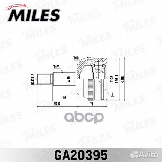 Шрус renault master 1.9D-2.8D 98- нар.(ABS) GA2