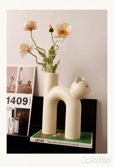 Ваза для цветов керамическая в виде кота