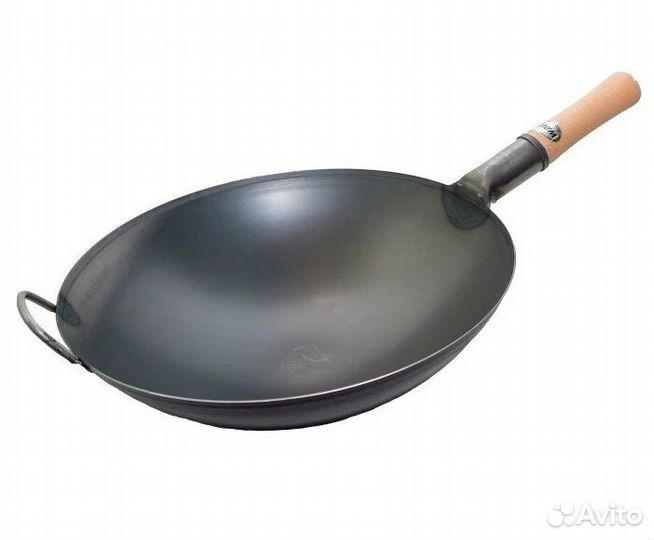 Сковорода вок с деревянной ручкой (две ручки)