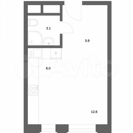 Квартира-студия, 27,5 м², 5/25 эт.