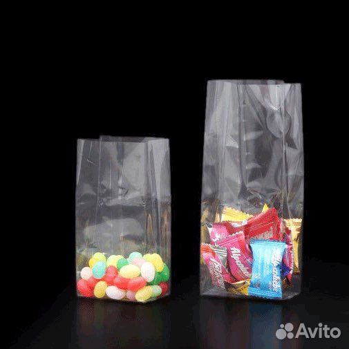 Пакет с центральным швом прозрачный 135+60x275