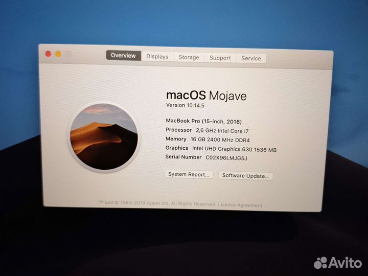 Apple MacBook Pro A1990 2.6Ghz i7 16gb SSD 512gb