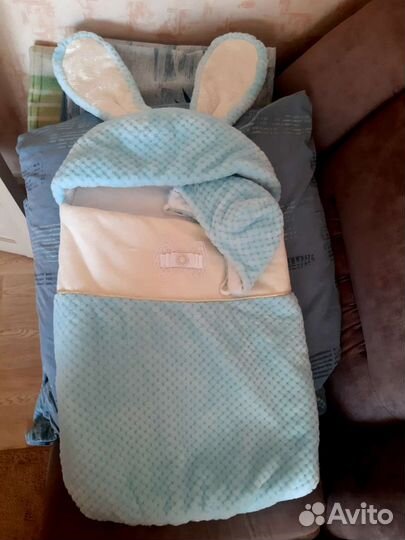 Тёплый конверт на выписку с шапочкой и одеяльцем