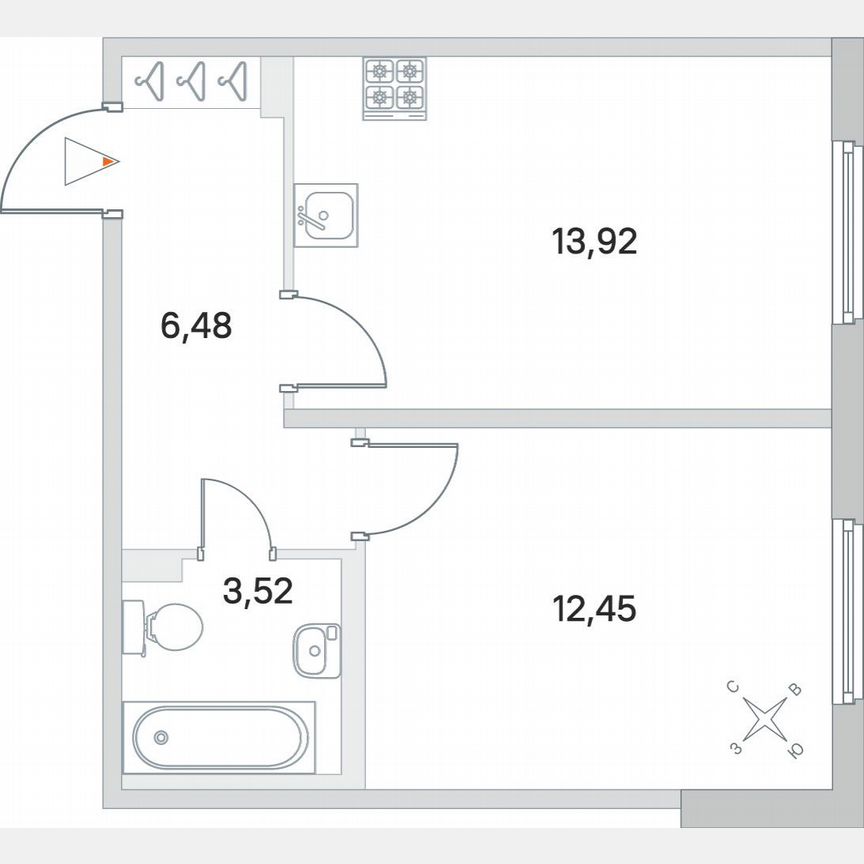 1-к. квартира, 36,5 м², 1/4 эт.