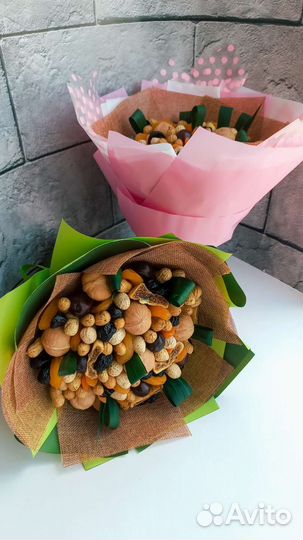 Букеты съедобные из орехов,сухофруктов,фруктов итд