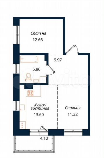 2-к. квартира, 57,5 м², 3/19 эт.