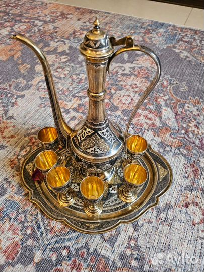 Кубачи. Серебро 875 с позолотой. Ликерный сервиз