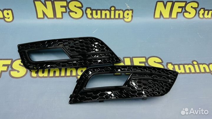 Решетки под птф для Audi A4 RS4 B8.5 LCI черные