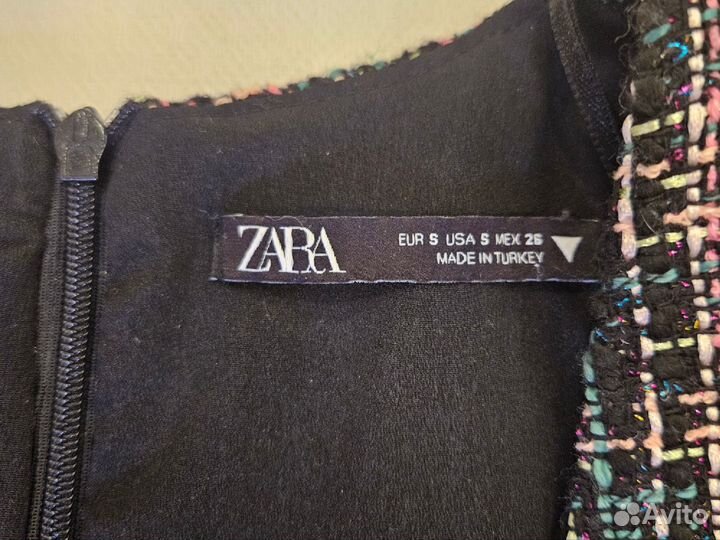 Новое твидовое платье Zara размер S