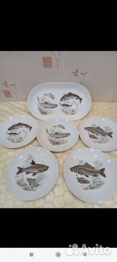 Набор тарелок,Рыбы,ГДР,Kahla