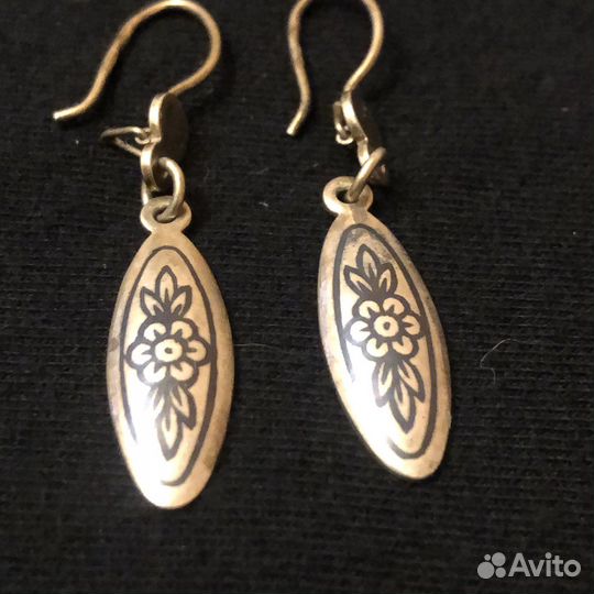 Серебряные серьги СССР черненое серебро