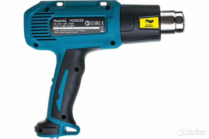 Фен технический Makita HG6030K, кейс+4 насадки