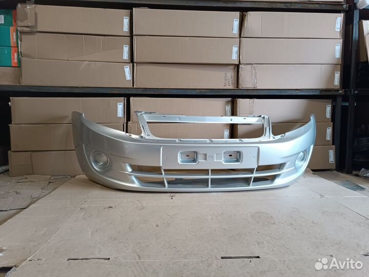 Бампер передний лада гранта серебристый (платина)