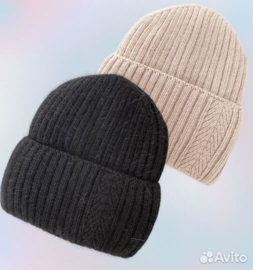 Шапка женская новая из ангоры утепленная, вязаная