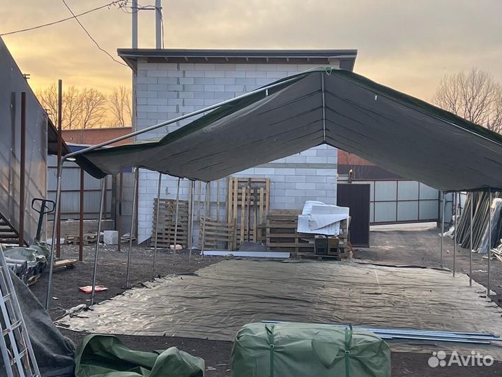 Палатка Каркасная утепленная зеленого цвета 12х6м