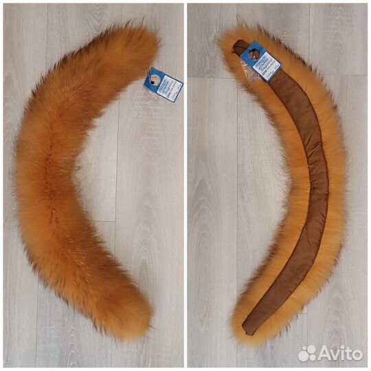Воротник опушка рыжий натуральный мех енота
