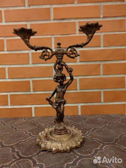 Подсвечник СССР под бронзу 30 см винтаж