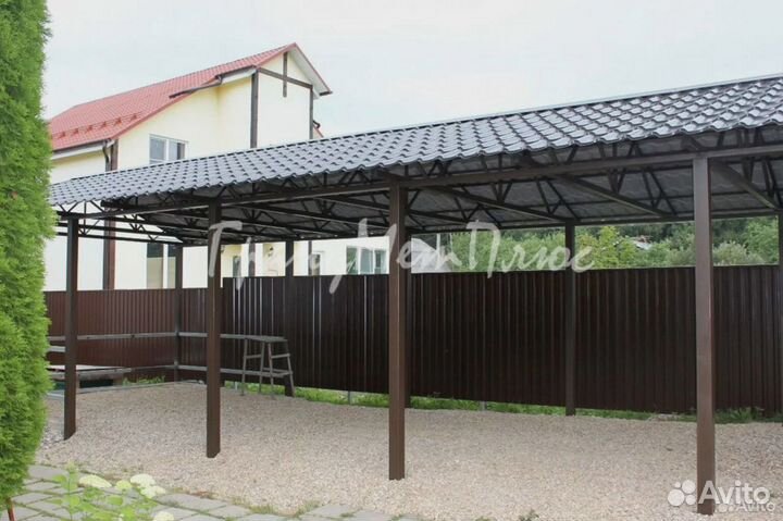 Навес двухскатный для авто 4*10 m