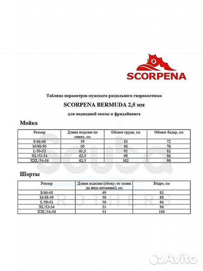 Гидрокостюм Scorpena Bermuda 2,5 мм