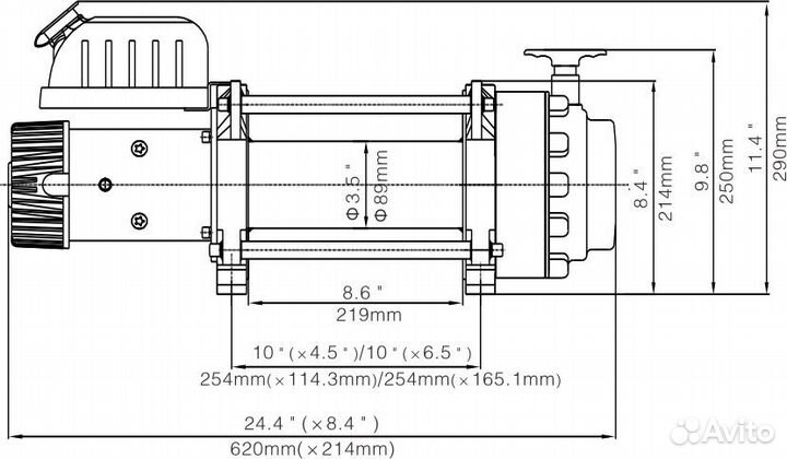 Лебёдка индустриальная 12V Runva 17500 lbs 7960 кг