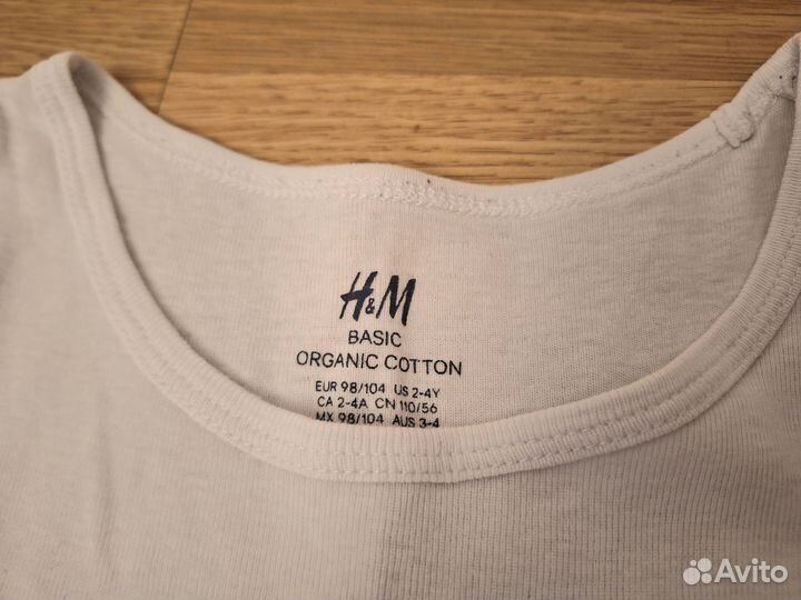 Майка белая H&M 98/104 см