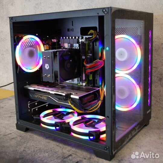 Игровой Xeon E5 2680V2 10 ядер + RX 570 Аквариум