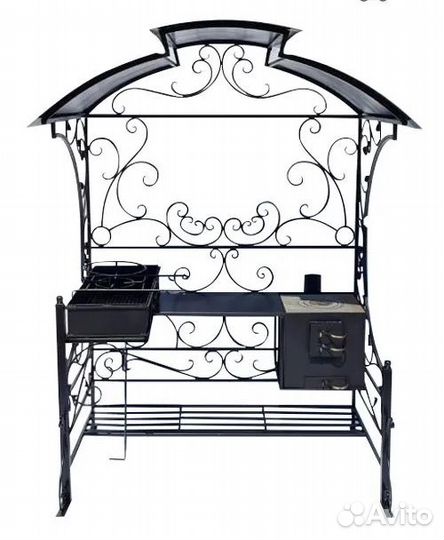 Мангал с крышей с печью