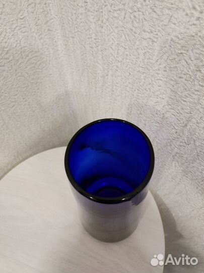 Ваза для цветов,старинная,цветное стекло,синяя