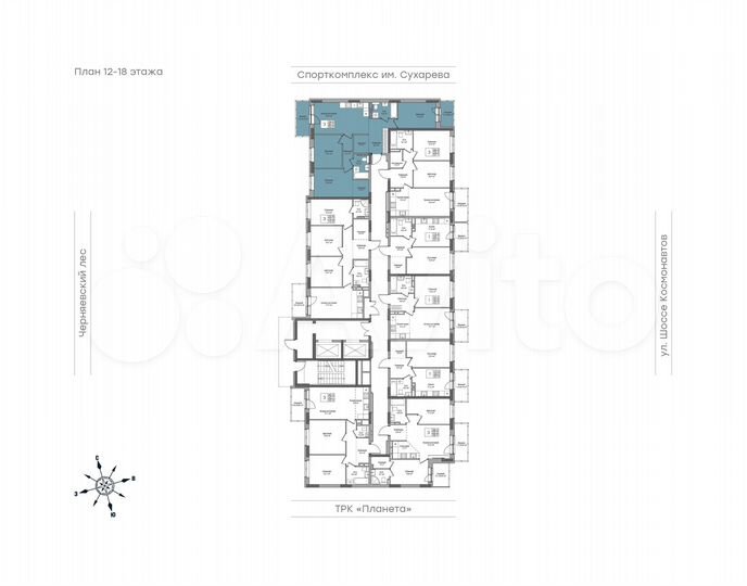 3-к. квартира, 84 м², 12/18 эт.