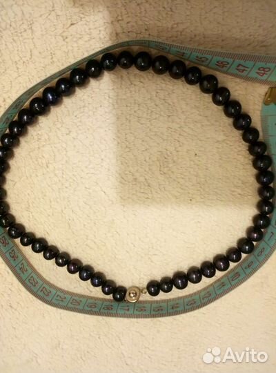 Бусы из натурального чёрного жемчуга