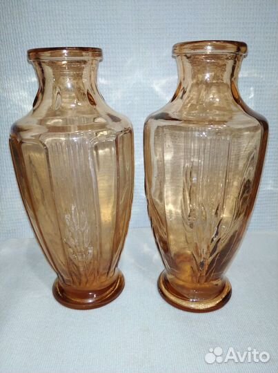 Ваза Колосок розовое стекло СССР