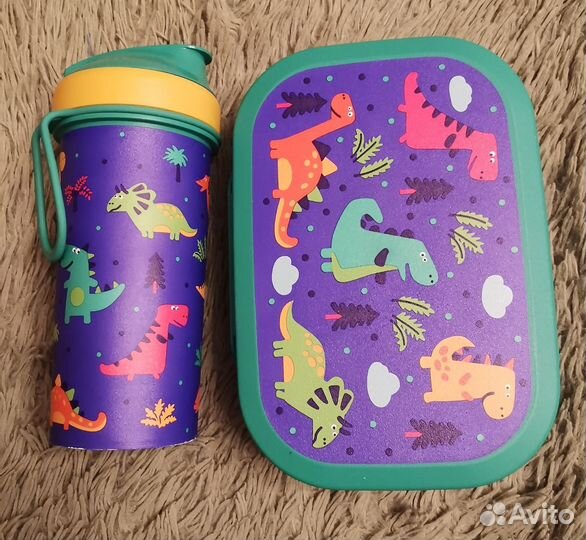 Детский набор посуды(ланч-бокс и стакан с крышкой)