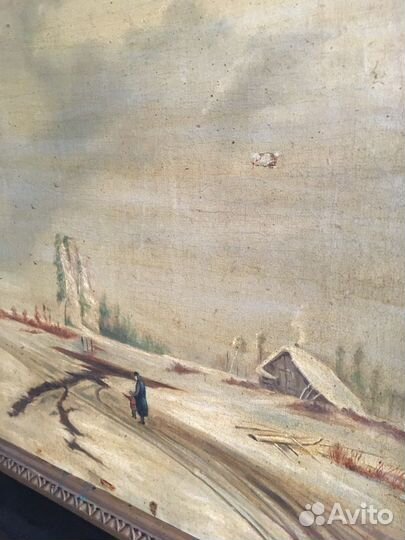 Старинная картина маслом на холсте