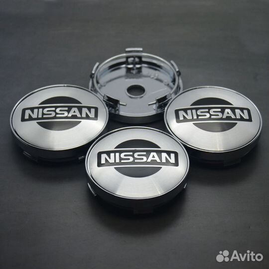 Заглушки на диски nissan d-60 мм комплект 4 шт