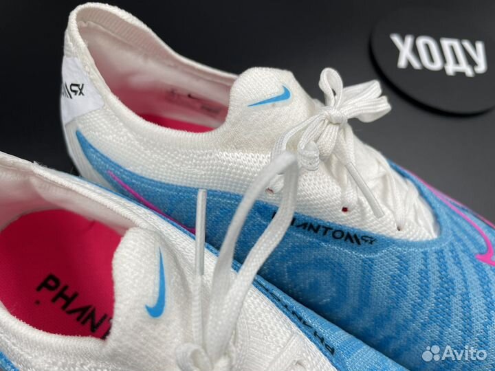 Бутсы детские Nike Phantom GX blue no socks 35-38