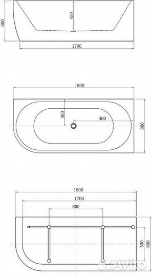 Акриловая ванна Aquanet Family Elegant B 180x80 38