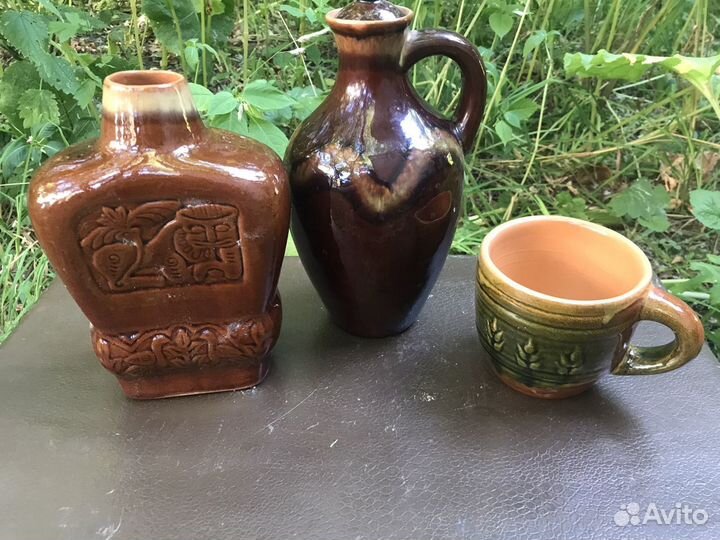 Графин рыбка,посуда из глины, чугун СССР