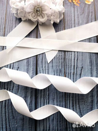 Лента репсовая белая 25 мм и 40 мм