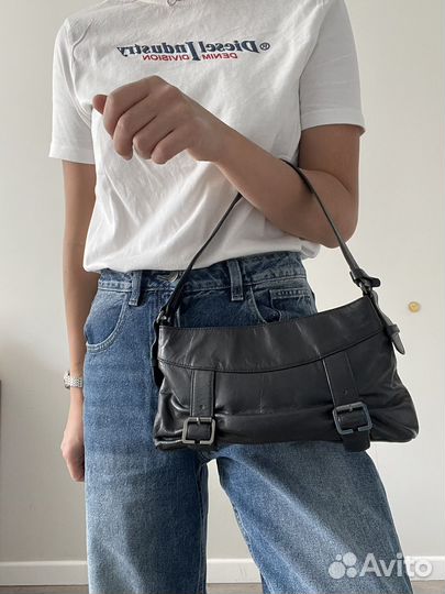 Сумка кожаная черная женская мини