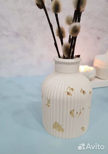 Ваза декоративная гипсовая для сухоцветов